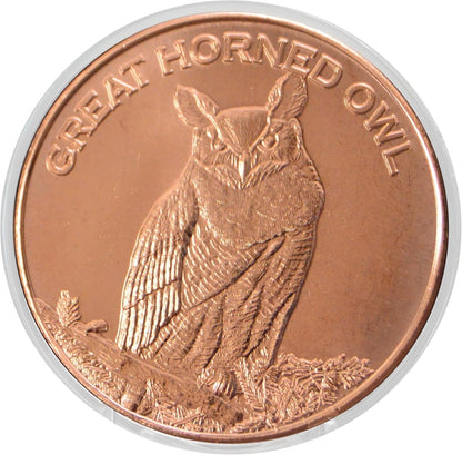 1 oz Great Horned Owl Copper Round & Capsule