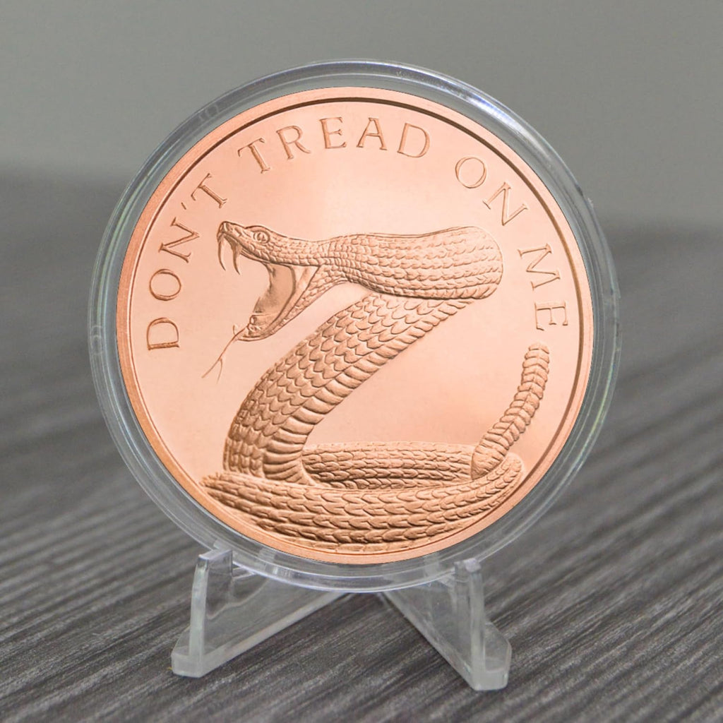 Don't Tread on Me Rattlesnake Copper Round – 1 oz .999 Fine Copper