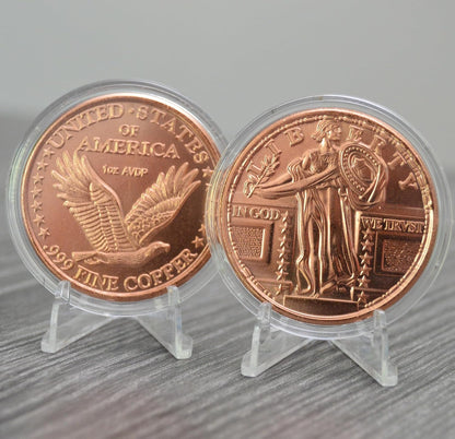 1 oz Standing Liberty Copper Round & Capsule