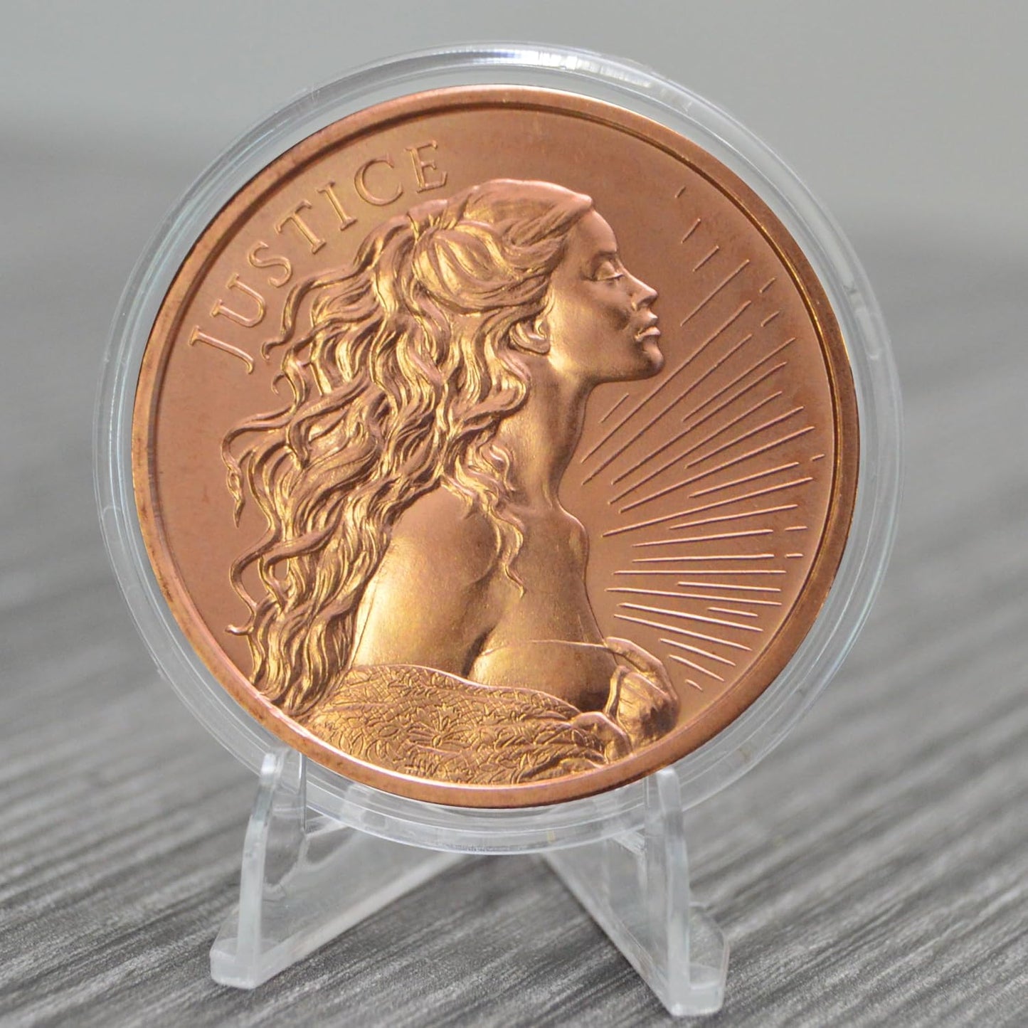 1 oz Lady Justice Copper Round & Capsule