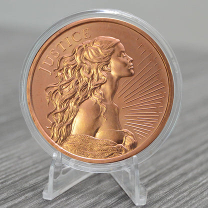 1 oz Lady Justice Copper Round & Capsule
