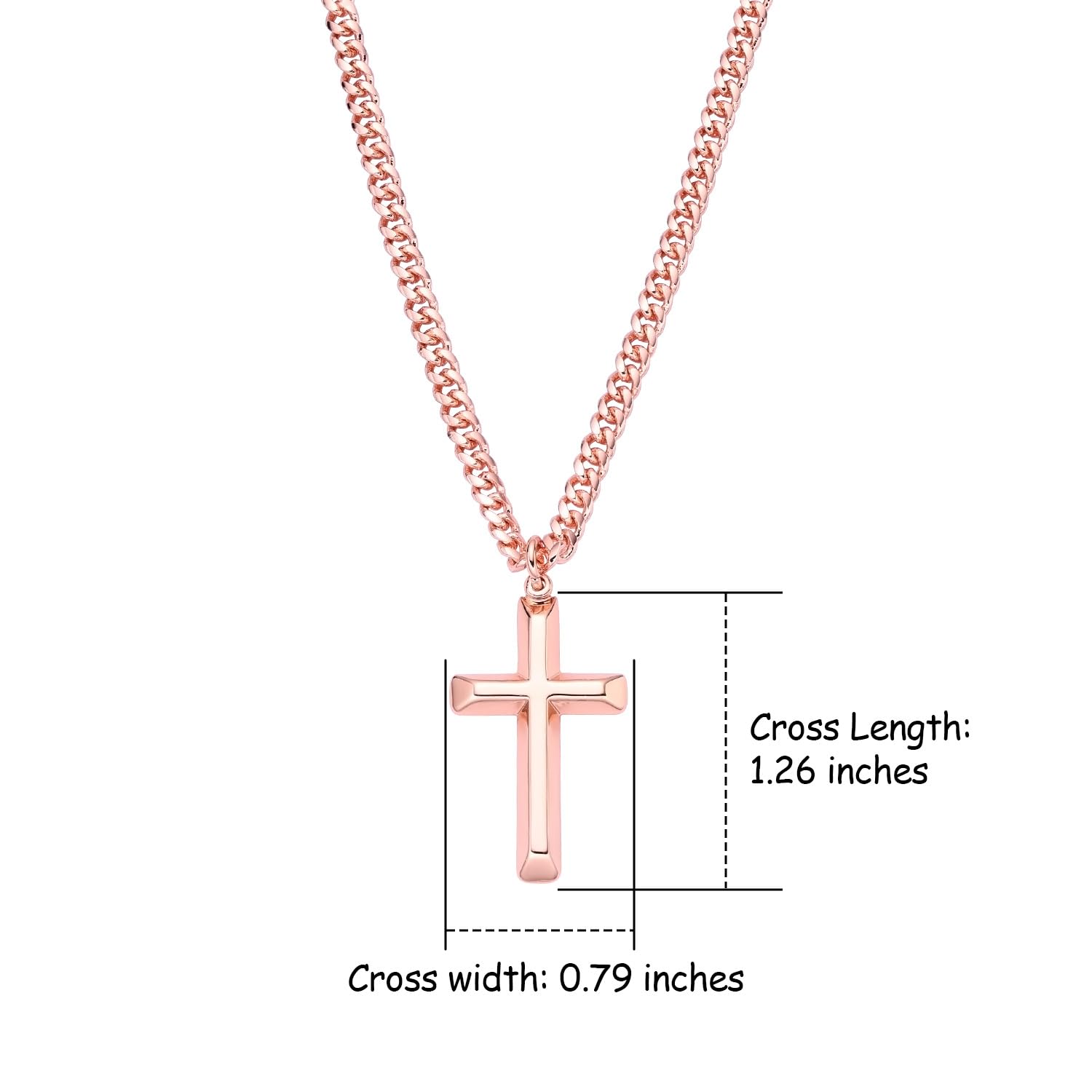 Copper Cross Necklace for Men – 99.9% Pure Copper Chain and Pendant
