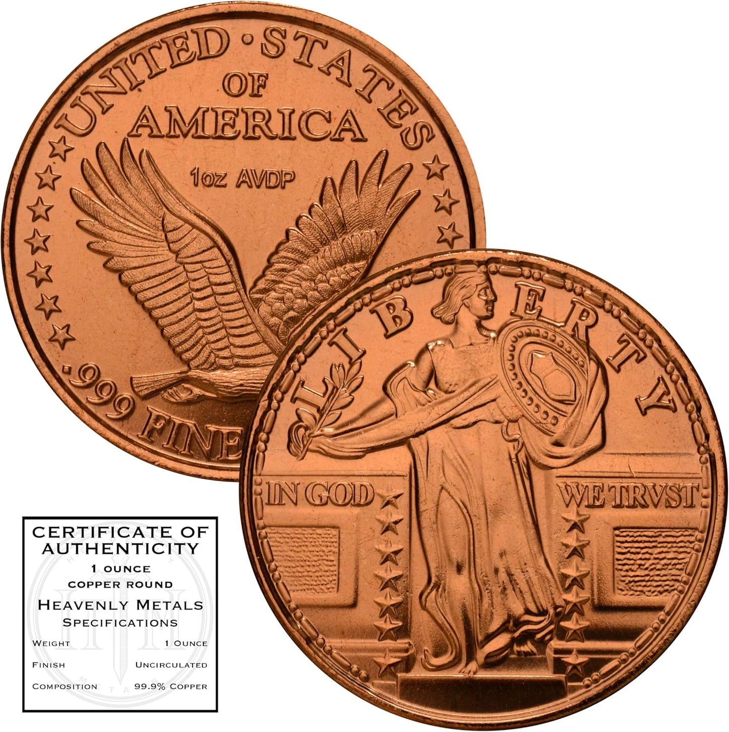 1 oz Standing Liberty Copper Round & Capsule