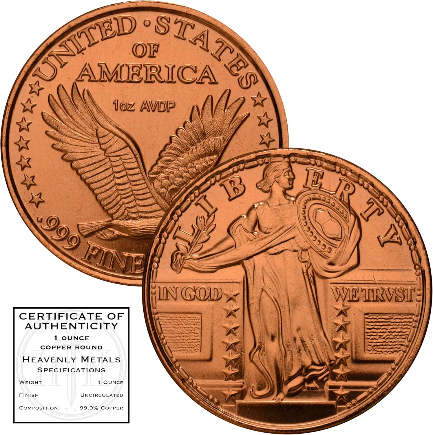 Standing Liberty Copper Round – 1 oz .999 Fine Copper
