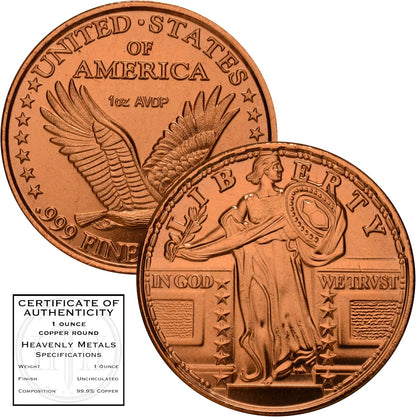1 oz Standing Liberty Copper Round & Capsule