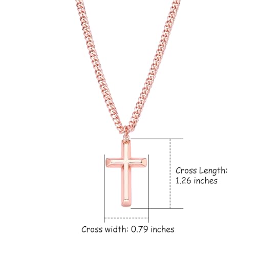 Copper Cross Necklace for Men – 99.9% Pure Copper Chain and Pendant