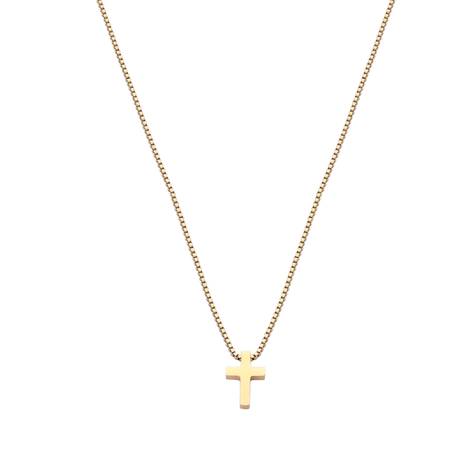 Women's Classic 18K Gold Plated Cross Necklace – Adjustable Chain