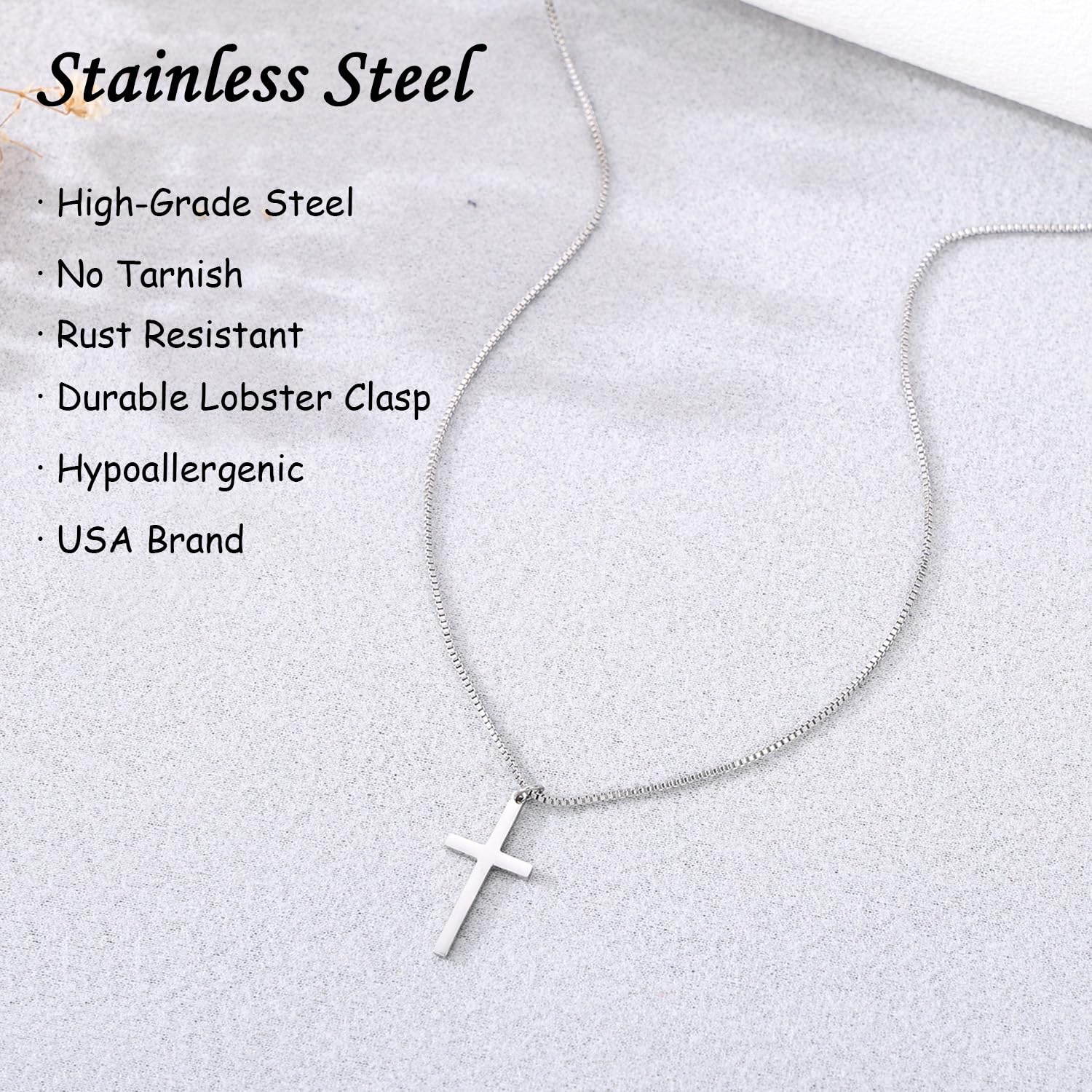 Women's Cross Necklace – Stainless Steel Adjustable Chain