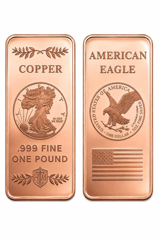 1 lb .999 Copper Walking Liberty Bullion Bar