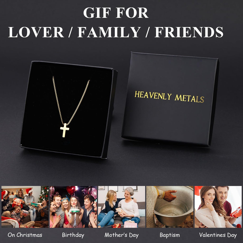 Women's Classic 18K Gold Plated Cross Necklace – Adjustable Chain