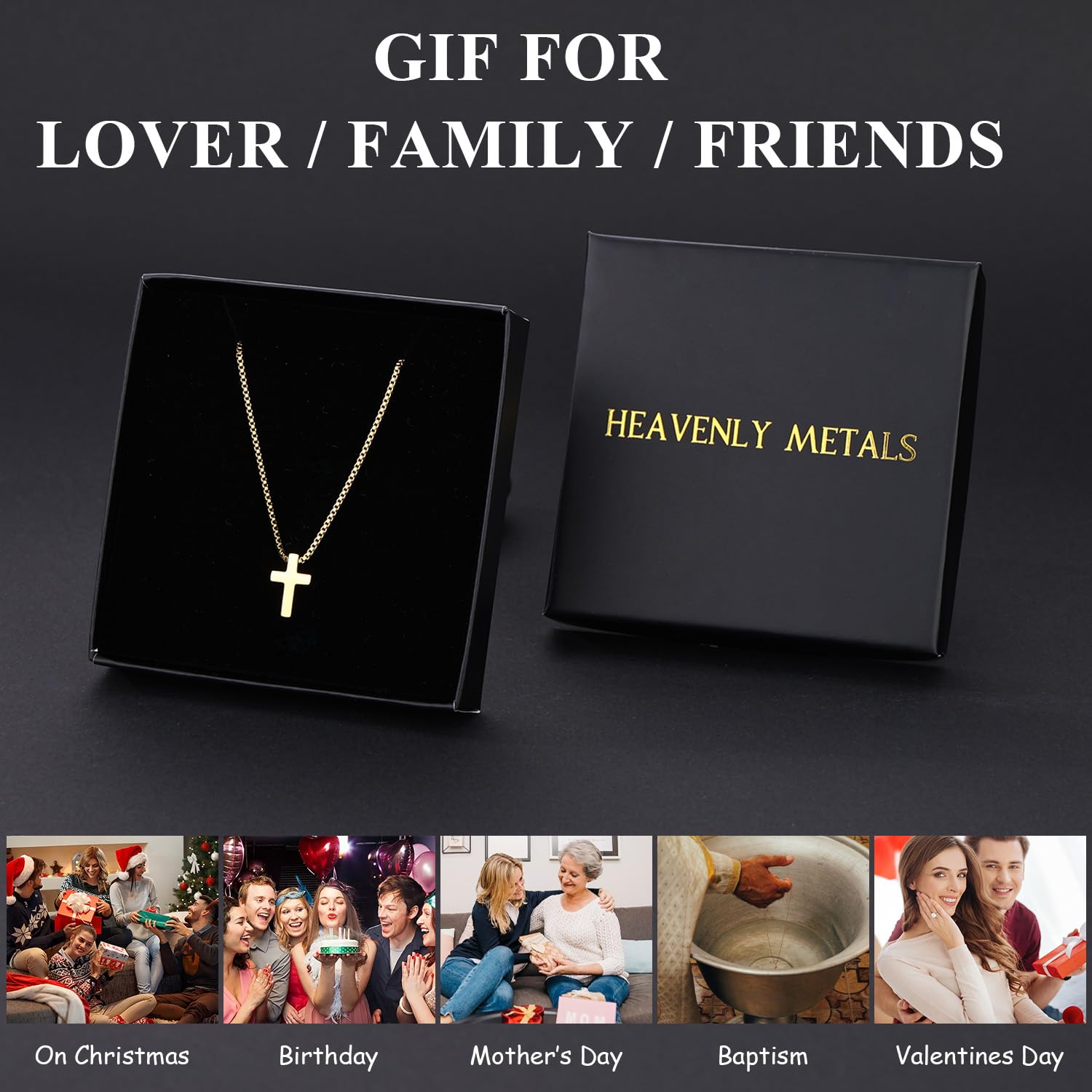 Women's Classic 18K Gold Plated Cross Necklace – Adjustable Chain