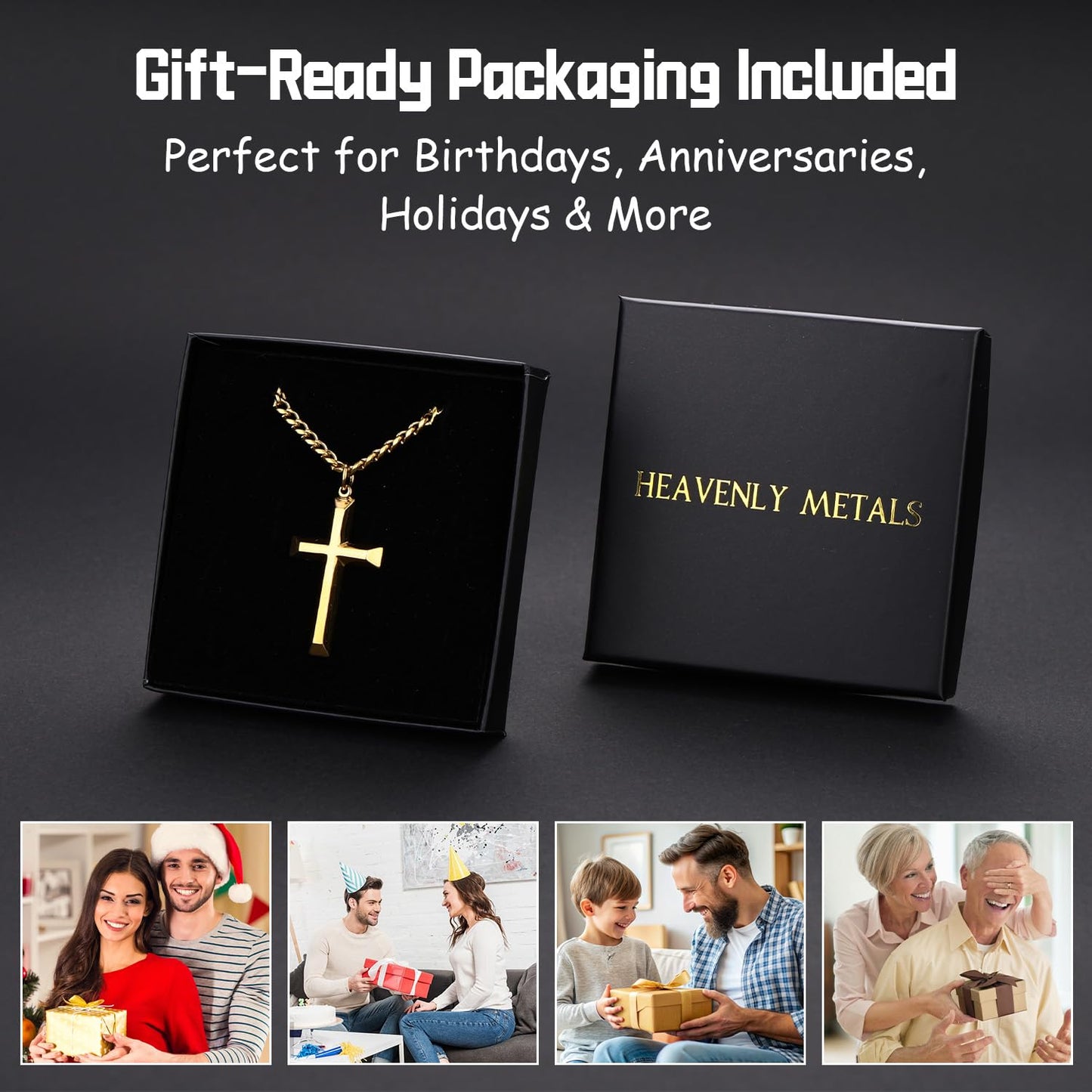 Gold Cross Necklace for Men – 18K Gold Plated