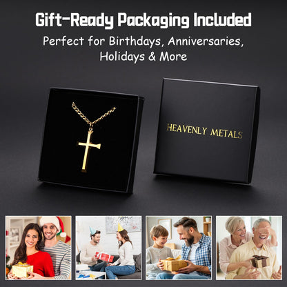 Gold Cross Necklace for Men – 18K Gold Plated
