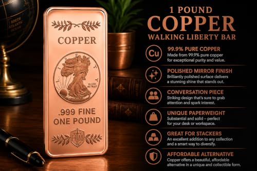 Heavenly Metals Walking Liberty 1 Pound Metal Bullion Bar .999 Fine