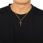 Gold Cross Necklace for Men – 18K Gold Plated Stainless Steel