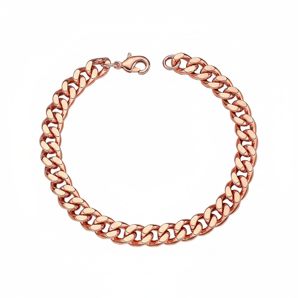Copper Cuban Link Chain Bracelet - Square