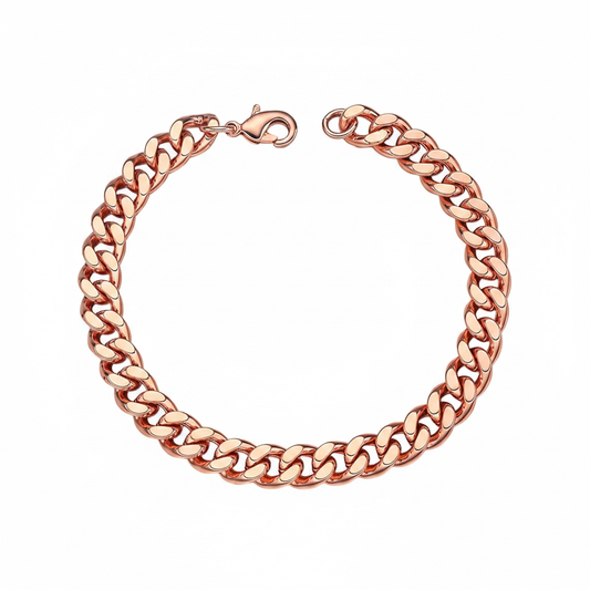 Copper Cuban Link Chain Bracelet - Square
