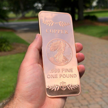 1 lb .999 Copper Walking Liberty Bullion Bar