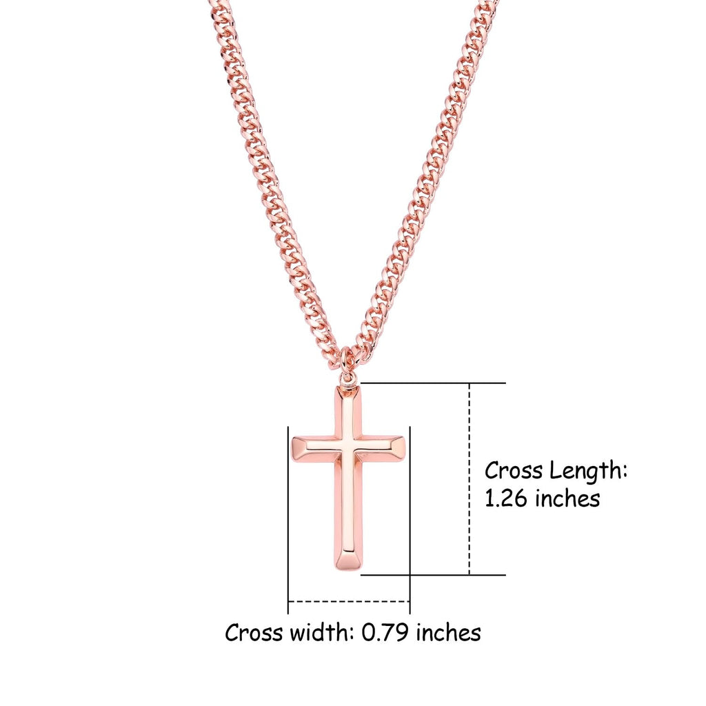 Copper Cross Necklace for Men – 99.9% Pure Copper Chain and Pendant