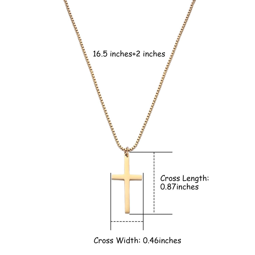 Women's 18K Gold Plated Cross Necklace – Adjustable Box Chain