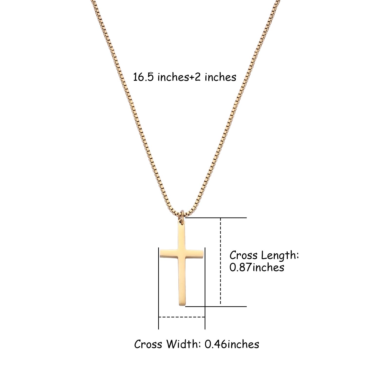 Women's 18K Gold Plated Cross Necklace – Adjustable Box Chain