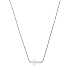 Women's Sideways Cross Necklace – Stainless Steel Adjustable Chain
