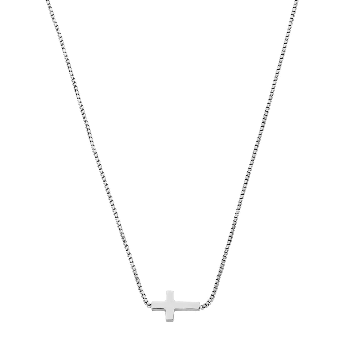 Women's Sideways Cross Necklace – Stainless Steel Adjustable Chain