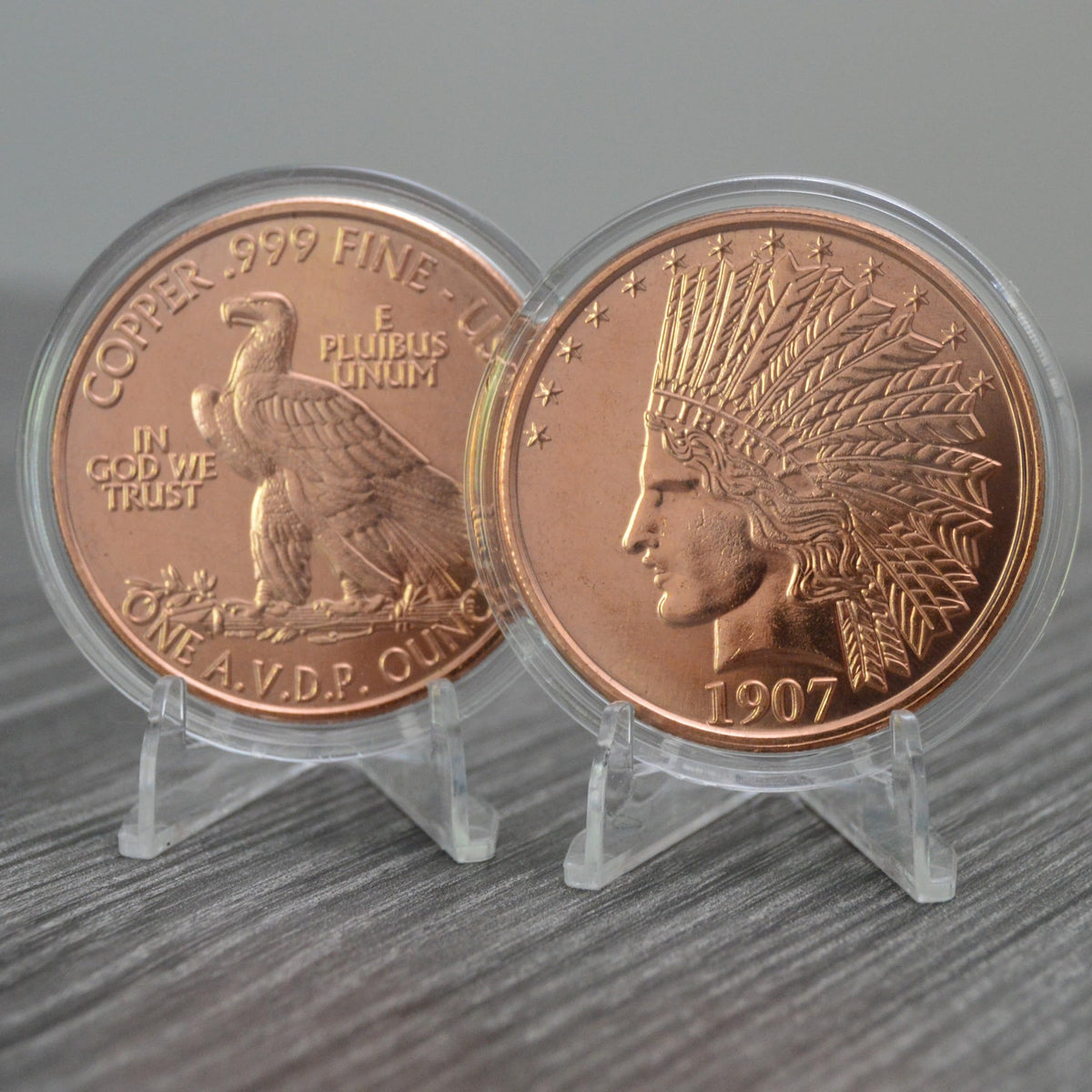 1 oz 1907 Indian Eagle Copper Round & Capsule