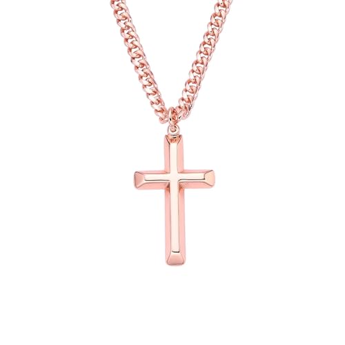 Copper Cross Necklace for Men – 99.9% Pure Copper Chain and Pendant